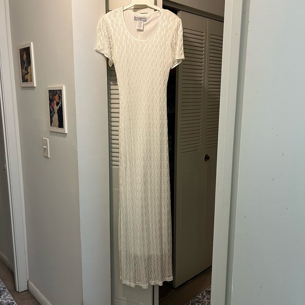 Dress Barn Floor-Length Cap Sleeve Dress, Size 8, Color Off-White NWOT